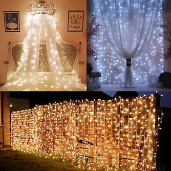 6x3 / 3x3 M LED perde Icicle dize ışıklar noel peri ışıklar Garland açık ev ıçin düğün / parti / bahçe dekorasyon Noel