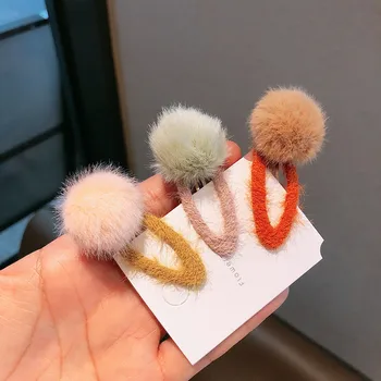 Bebek Mini andmade Pom Pom Kürklü Topu saç tokası Çocuklar Küçük Saç Yenidoğan Kız saç aksesuarları BB Tokalar