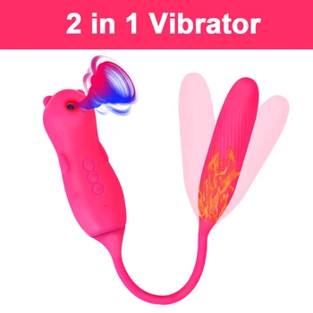 Kadın Masturbator 2 İn 1 Seks Oyuncakları Kadınlar için G Noktası Klitoris Stimülatörü Klitoris Meme Enayi Yetişkin Ürün Emme Vibator
