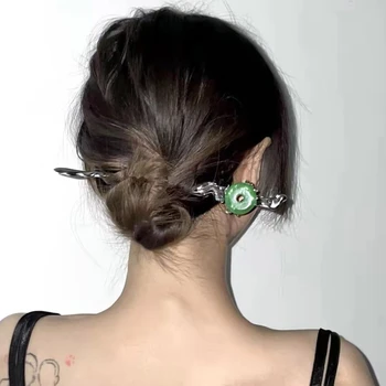 Yeşim Dekorları saç tokası Metal Vintage Saç Sopa Çin Tarzı Saç Tokası Saç Chignon Kadınlar Kızlar için Fotoğraf Çekmek