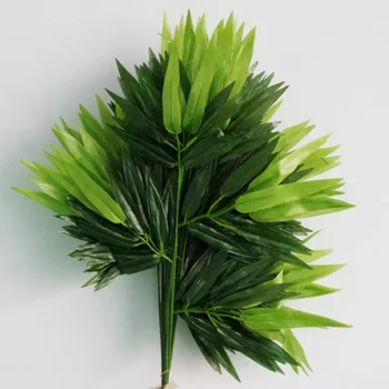Dalları Yeşil Yapay Bambu Yaprakları İpek Kumaş Yapay Bitkiler Düğün Dekorasyon Ev Ofis Dekoratif Yapraklar