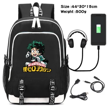 My Boku Hiçbir Kahraman Akademi Cosplay USB Şarj Sırt Çantası Öğrenci Okul omuzdan askili çanta Dizüstü Seyahat Sırt Çantası Hediye