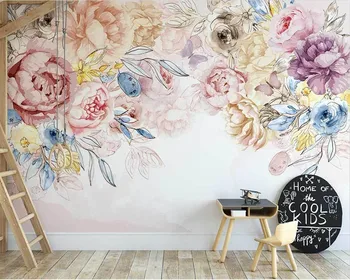 beibehang Özelleştirmek yeni İskandinav el-boyalı zarif çiçekler Amerikan pastoral tarzı kapalı arka plan duvar kağıdı kartonpiyer peint