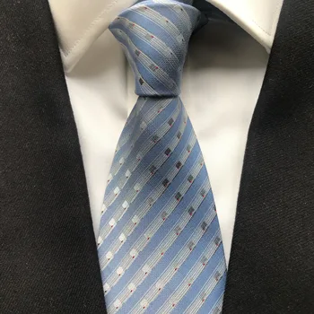 10 cm Genişlik Yeni Tasarım erkek Kravatlar Jakarlı Dokuma Boyun Kravat Mavi Çizgili Kravatlar Maç Gömlek