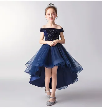 Kapalı Omuz Prenses Resmi Elbise Çocuklar Akşam Balo Parti Pageant Balo Küçük Nedime Çiçek Kız Elbise Düğün İçin