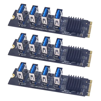 3 ADET M. 2 NVME ANAHTAR M 4-Port PCI-E Adaptör Kartı Yuvası 1 İLA 4 USB3. 0 Grafik Kartı Genişletme Kartı M. 2 PCIE Yükseltici Kart