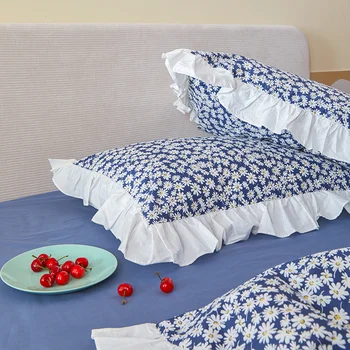 2 parça Ekose fırfır pilowcase taze pamuk yastık kılıfı prenses ev dekorasyon yatak aksesuarları yastık sham yastık kapak