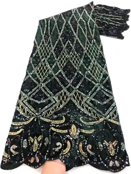 Yeni Ürün Payetli Kadife Kumaş Yüksek Kaliteli Afrika Kumaş Kadın Parti Elbise Güzel Fransız Kumaş FJ4462