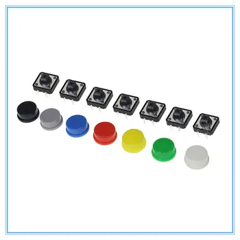 20 Adet Karışık renkli Akıllı Elektronik Dokunsal basmalı düğme anahtarı Anlık 12*12*7.3 MM Mikro Anahtarı Düğmesi + 5 Renk İnceliğini Kap