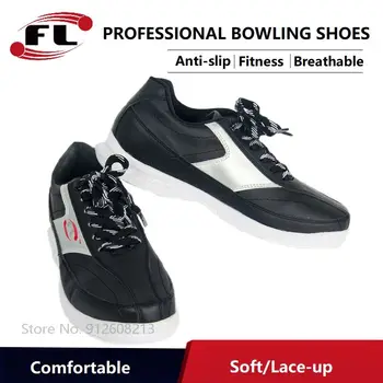 Bowling Malzemeleri Erkekler Tırtıklı Taban Bowling Ayakkabı Yumuşak Nefes Erkek Eğitim Sneakers Kapalı Dantel-up Spor Ayakkabı 39-46