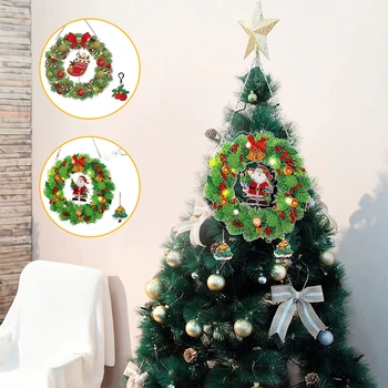 Noel Çelenk DIY Yaratıcılık Elmas Kristal led ışık İle Noel Ağacı Dekorasyon İçin Yeni Yıl Pencere Kapı Duvar Süsleme