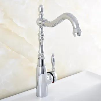 Güverte Üstü Cilalı Krom Tek Kolu Delik Banyo lavabo bataryası Musluk Sıcak ve Soğuk Su musluk bataryası zsf827