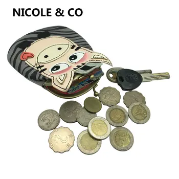 NICOLE & CO Kadın PU Deri Orijinal Mini bozuk para cüzdanı Moda Metal Çerçeve İnek Küçük cüzdan kart tutucu Kız Değişim Para anahtar çantası