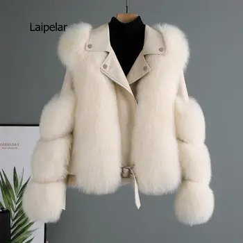 Kadın Orijinal Fox Kürk Palto Lüks Hakiki Koyun Derisi Deri Ceket Tam Cilt Giyim Yeni Kış 2021 Koleksiyonu