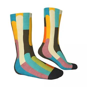 Sıcak Satış Retro Renk Blok dondurma çubuğu Mavi Yetişkin Çorap, Unisex çorap, erkek Çorap kadın Çorap