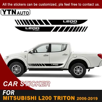 Araba Sticker Mitsubishi Triton İçin L200 2006-2017 2018 Yan Kapı Vücut Yarış Şerit Grafik vinil araba Çıkartma Aksesuarları Gümrük