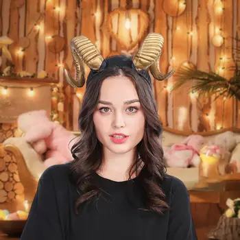 Canlı sevimli siyah inek boynuzu Headdress taşınabilir Cosplay kafa bandı içi boş parti için