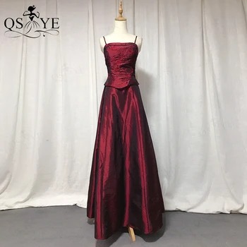 QSYYE Bordo Tafta balo kıyafetleri 2021 Elbiseler Balo Korse Akşam Elbise Lace up Parti Örgün Önlük Vintage Elbise