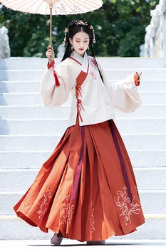 2020 Sonbahar Yeni Hanfu Kadın Yetişkin Antik Kostüm Geliştirilmiş Çin Tarzı Nakış Bel Etek