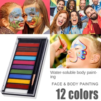 12 Renk Su Çözünür Petrol Renk Yüz Renk Vücut Sanat Resim Dıy Halloween Parti Sahne Makyaj Toptan için Boya 