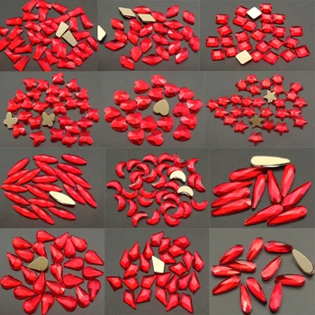 20pcs süper Glitter çeşitli şekil tırnak sanat Rhinestones kırmızı elmas çivi tasarım için