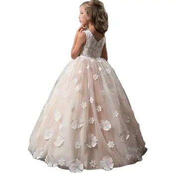 Düğün Akşam Çocuklar Prenses Parti Uzun Pageant Elbise Çocuklar İçin eski Çiçek Kız Elbise Kızlar için Resmi Elbise Elbiseler 