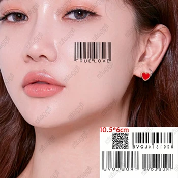 Su geçirmez Geçici Dövme Etiket QR Kod Makyaj Flaş Dövme Sözleşme Bilek Yüz Sahte Dövme Vücut Sanatı için Kadın Erkek 10.5 * 6 Cm