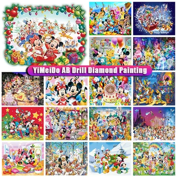 Disney Fermuarlı Çanta 5D DIY AB Elmas Boyama Mickey Mouse Noel Çapraz Dikiş Kiti Elmas Nakış Mozaik Karikatür Resim