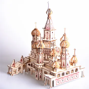 DIY Model oyuncaklar 3D Ahşap Bulmaca Aziz Vassili Katedrali Rusya Ahşap Kitleri Bulmaca Oyunu Montaj Oyuncak Hediye Çocuklar için Yetişkin P45