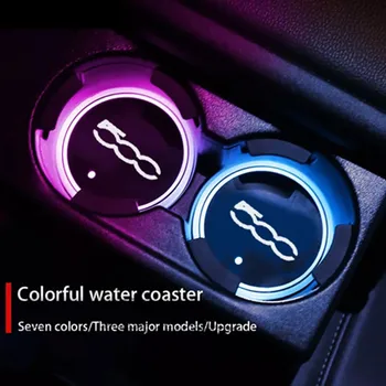 Aydınlık Araba Su fincan altlığı Tutucu 7 Renkli USB araba şarjı atmosfer ışığı Fiat 500 İçin Panda Bravo Abarth Linea Croma