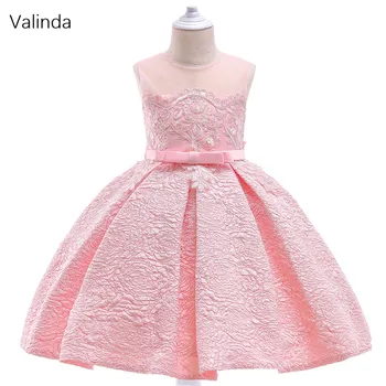 Sheer Boyun Küçük Kız Elbise Kısa Aplike Resmi Giyim Çocuk Giyim Couture