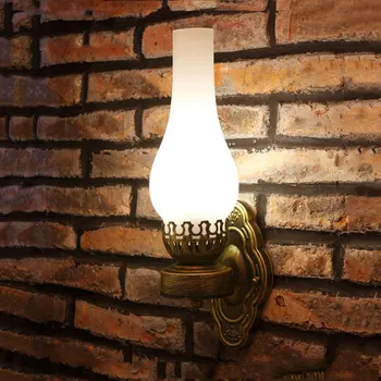 Çin Duvar lambası Eski yağ duvar ışık çubuğu koridor Pub yatak odası Sundurma lamba Cam Retro Cafe yemek odası Demir duvar lambası sutyen