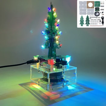 DIY Elektronik Kiti RGB Ses LED Yanıp Sönen Müzik Döndür Noel Ağacı Lehimleme Proje Uygulama Kiti Bluetooth Amplifikatör Oyuncu