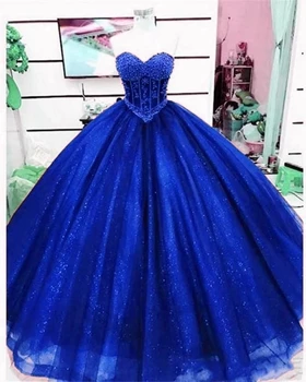 Fanshao wd901 Balo Quinceanera elbiseler Vestidos De 15 Anos Payetli Glitter Tül İnciler Doğum Günü Prenses Parti Törenlerinde