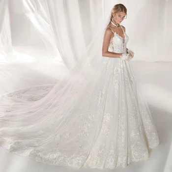 Retro Grace Beyaz düğün elbisesi Dantel V Yaka Kolsuz Backless gelin elbiseleri Artı Boyutu Kuyruk gelinlik