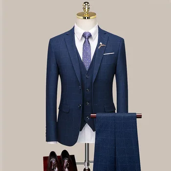 Özel Yapılmış Damat düğün elbisesi Blazer Pantolon İş High-end Klasik Elbise Pantolon ZHA07-90599