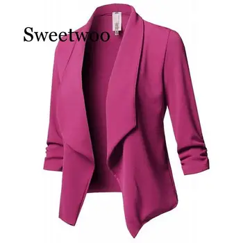 SWEETWOO 10 renk isteğe bağlı S-5XL blazer kadın takım elbise ceket rahat ince blazer bayan üstleri ve bluzlar