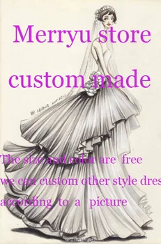 Merryu Aplikler düğün elbisesi 2020 Uzun Kollu Lace up Balo Şapel Tren Prenses Gelin Kıyafeti
