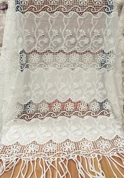 3D Çiçek Pamuk dantel kumaş Zarif oyma dantel püsküllü kumaş DIY Kostüm gelinlikler Boho düğün elbisesi 1 yard