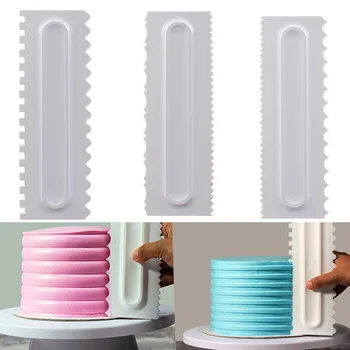3 Adet Krem Kazıyıcı Düzensiz Diş Kenar Spatula Kek Pişirme Kazıyıcı Fondan Kek Dilimleme Pasta Kesiciler Araçları DIY Dekorasyon