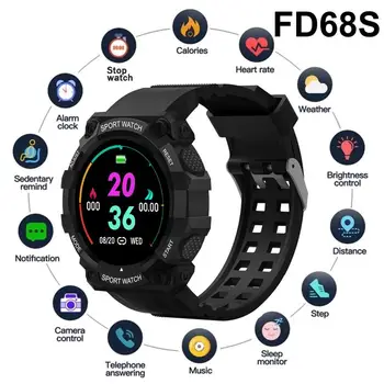 Yeni Erkek Kadın Smartwatch Dokunmatik Ekran Spor Spor Bilezik Kol Saati Su Geçirmez Bluetooth akıllı saat FD68S Android Ios İçin