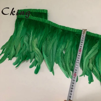 2 M Derin Yeşil doğal Horoz tavuk Kuyruğu Trim Coque Tüy Kırpma / Şerit El Sanatları Elbise Etek Karnaval Kostümleri Tüyleri