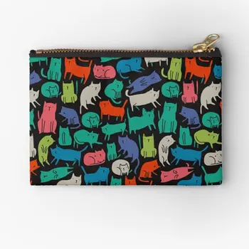 Serin Kediler Komik Sevimli Renkli Pet Tasarım fermuarlı torbalar saklama çantası Külot Küçük Ambalaj bozuk para cüzdanı İç Çamaşırı Para Çorap