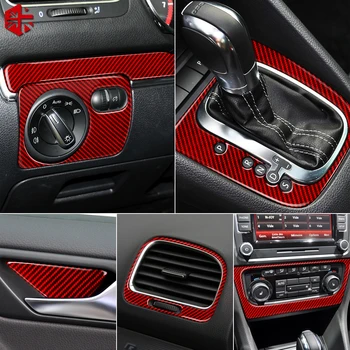 Araba Styling Kırmızı Karbon Fiber İç Konsol Kapak Trim çıkartma Volkswagen VW Golf 6 GTI MK6 2008-2012 Aksesuar