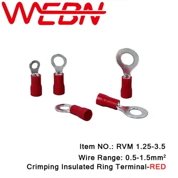 RVM1. 25-3. 5 Sıkma Yalıtımlı Pin Terminali 0.75 mm Kalınlığında Bakır ve PVC Malzeme Kırmızı Tel Aralığı 0.5-1.5mm2 22-16 AWG 1000 adet / paket
