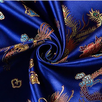 Yüksek Kaliteli mavi ejderha Metalik Jakarlı Brokar Kumaş DIY el yapımı elbise, yatak, çanta, perde, kanepe yastığı patchwork