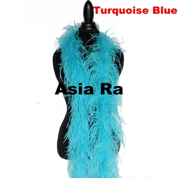 Asya Ra 22 renkler 10 metre turkuaz mavi boyalı kabarık devekuşu tüyü boas 2ply kalınlığı