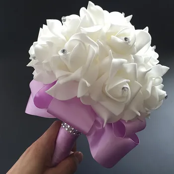 2020 Nedime Yapay Düğün çiçekleri Gelin Buketleri Boncuklu buket düğün aksesuarı Taze Tasarım Kristal Düğün Buket
