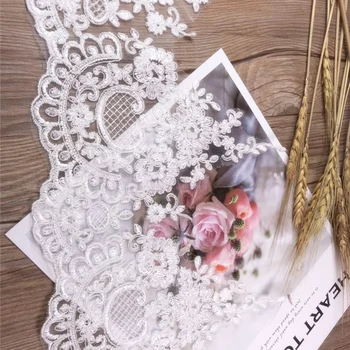 15 Metre Fildişi veya Beyaz Cording Kumaş Lüks Çiçek Kenar Örgü Dantel Trimler Aplike Dikiş El Sanatları Gelin düğün elbisesi 20cm