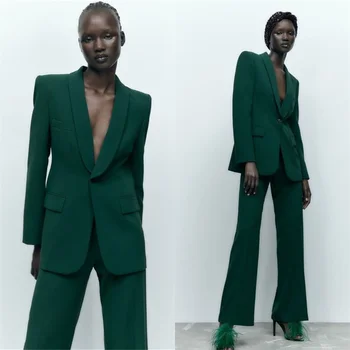 Zarif Kadın Takım Elbise Ofis Setleri 2022 Bir Düğme 2 Parça Blazer + Pantolon Örgün Parti Balo Abiye Custom Made Ücretsiz Kargo